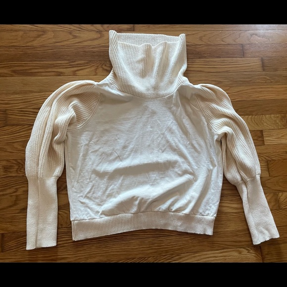 Dolan from Anthro Balloon Sleeve Cream Cowl Neck Turtleneck Sweater XL - Picture 2 of 8